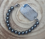 Dogtag armband RVS geponst met edelsteenkralen 10mm