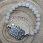 Dogtag armband met edelsteenkralen 8mm