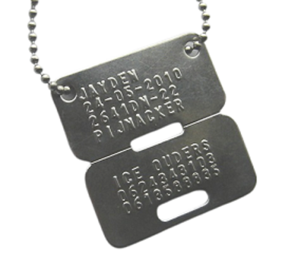 Dogtag kinderen militair klein