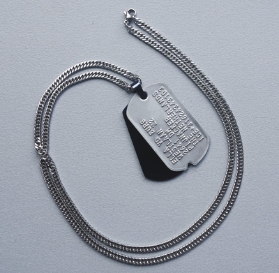 Dogtags RVS aan grove schakelketting RVS