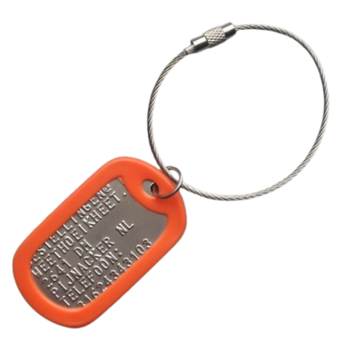 Dogtag sleutelhanger sleutelkabel roestvaststaal met gratis silencer