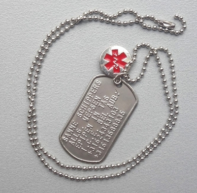 Dogtag medisch incl. medische bedel