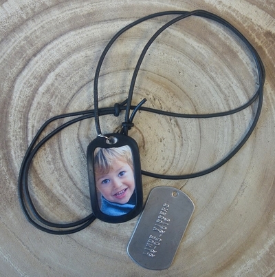 Dogtag met foto inclusief leren ketting gratis silencer 