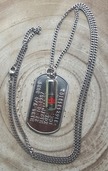 Dogtag medisch incl. rvs pillenkokertje aan rvs ketting 