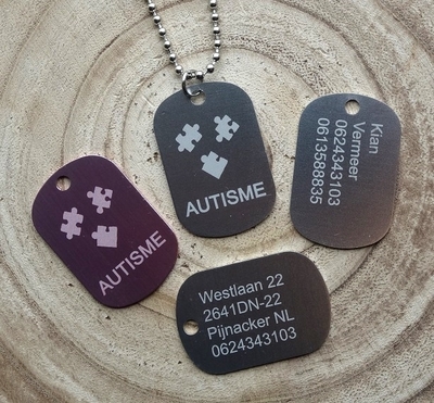 Dogtag Autisme mini aluminium gegraveerd