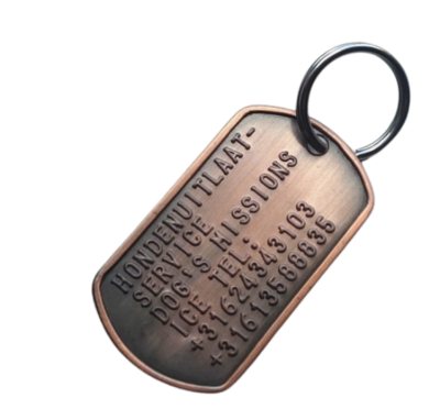 Dogtag koper incl. RVS sleutelring en gratis silencer 