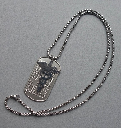 Medische dogtag met RVS bedel esculaap incl. RVS ketting 60cm